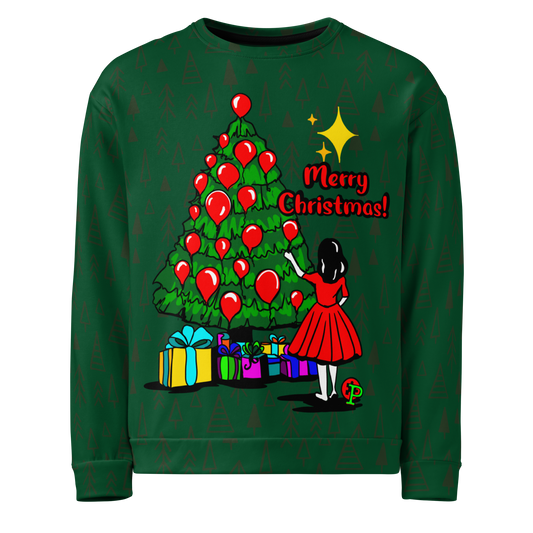 Christmas Sweatshirt - Green Balloons - Premium Clothing from Paintedd - Just $60! Shop now at Paintedd