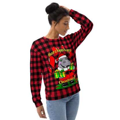 Christmas Sweatshirt - Hippo Christmas in Red - Premium Clothing from Paintedd - Just $60! Shop now at Paintedd