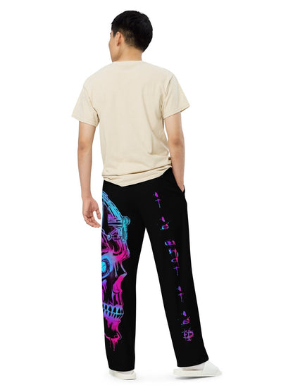 Unisex wideleg pants - Neon skull - Premium Pants from Paintedd - Just $55! Shop now at Paintedd