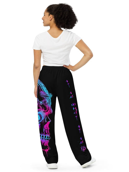 Unisex wideleg pants - Neon skull - Premium Pants from Paintedd - Just $55! Shop now at Paintedd