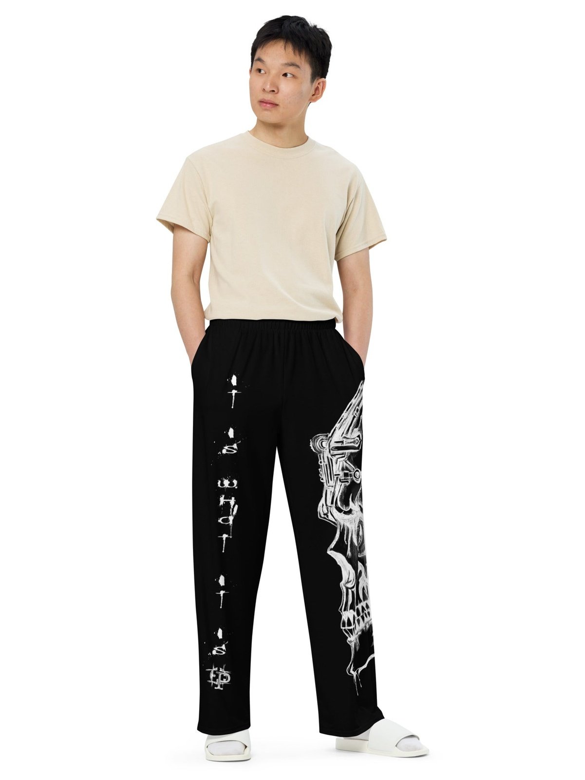 Unisex wideleg pants - BlackandWhite - Premium Pants from Paintedd - Just $55! Shop now at Paintedd