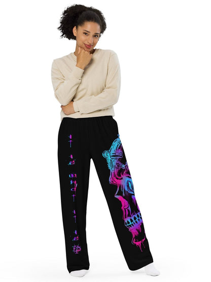 Unisex wideleg pants - Neon skull - Premium Pants from Paintedd - Just $55! Shop now at Paintedd