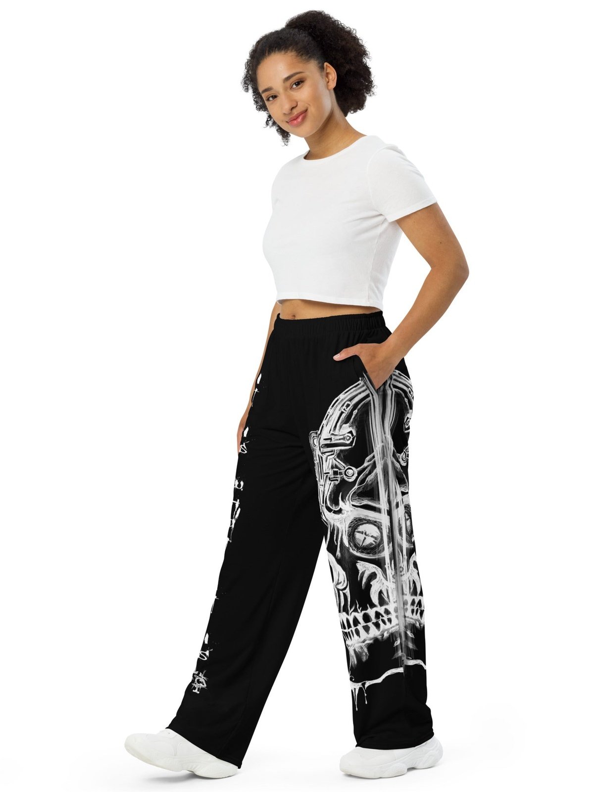 Unisex wideleg pants - BlackandWhite - Premium Pants from Paintedd - Just $55! Shop now at Paintedd