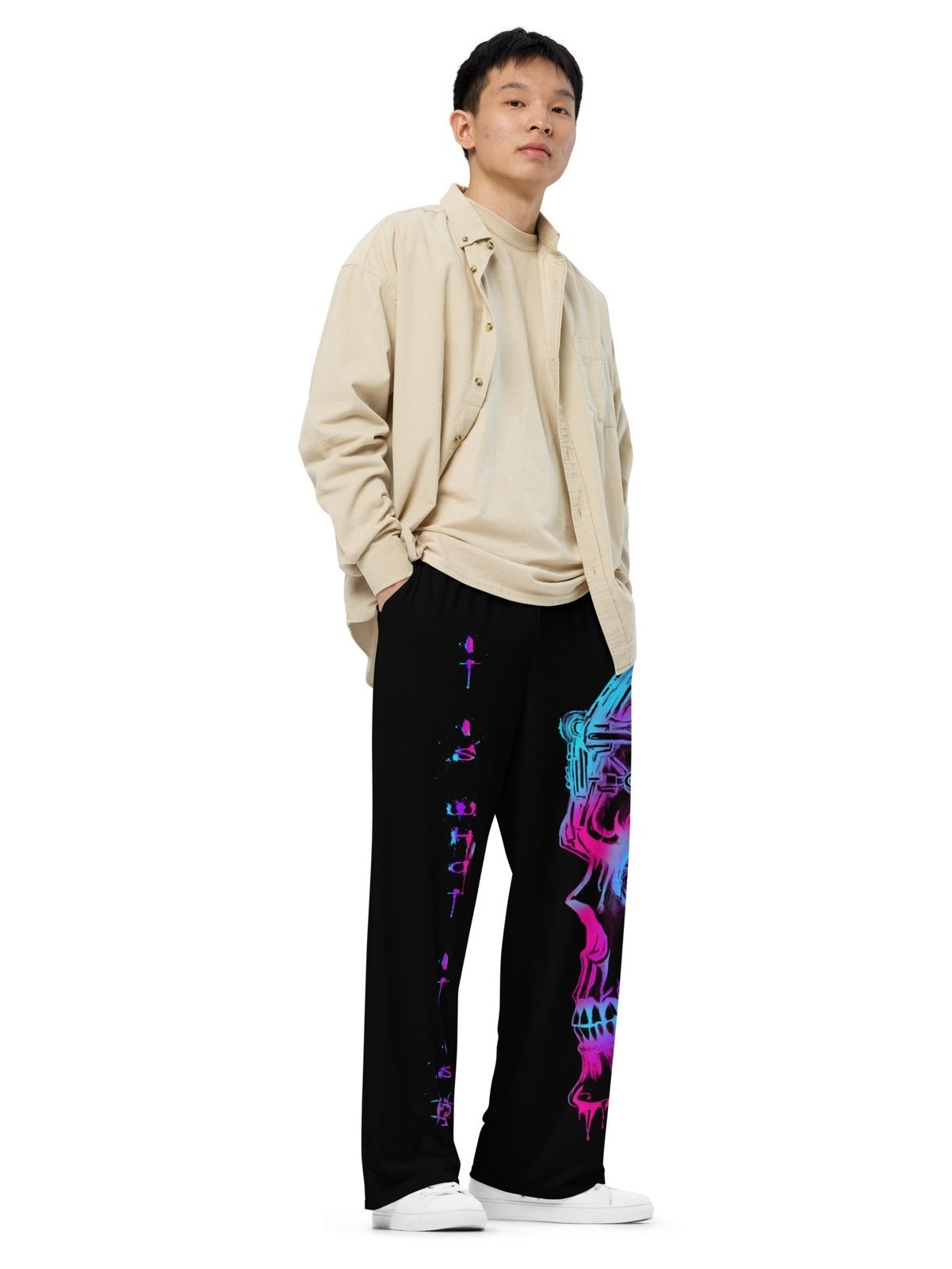 Unisex wideleg pants - Neon skull - Premium Pants from Paintedd - Just $55! Shop now at Paintedd