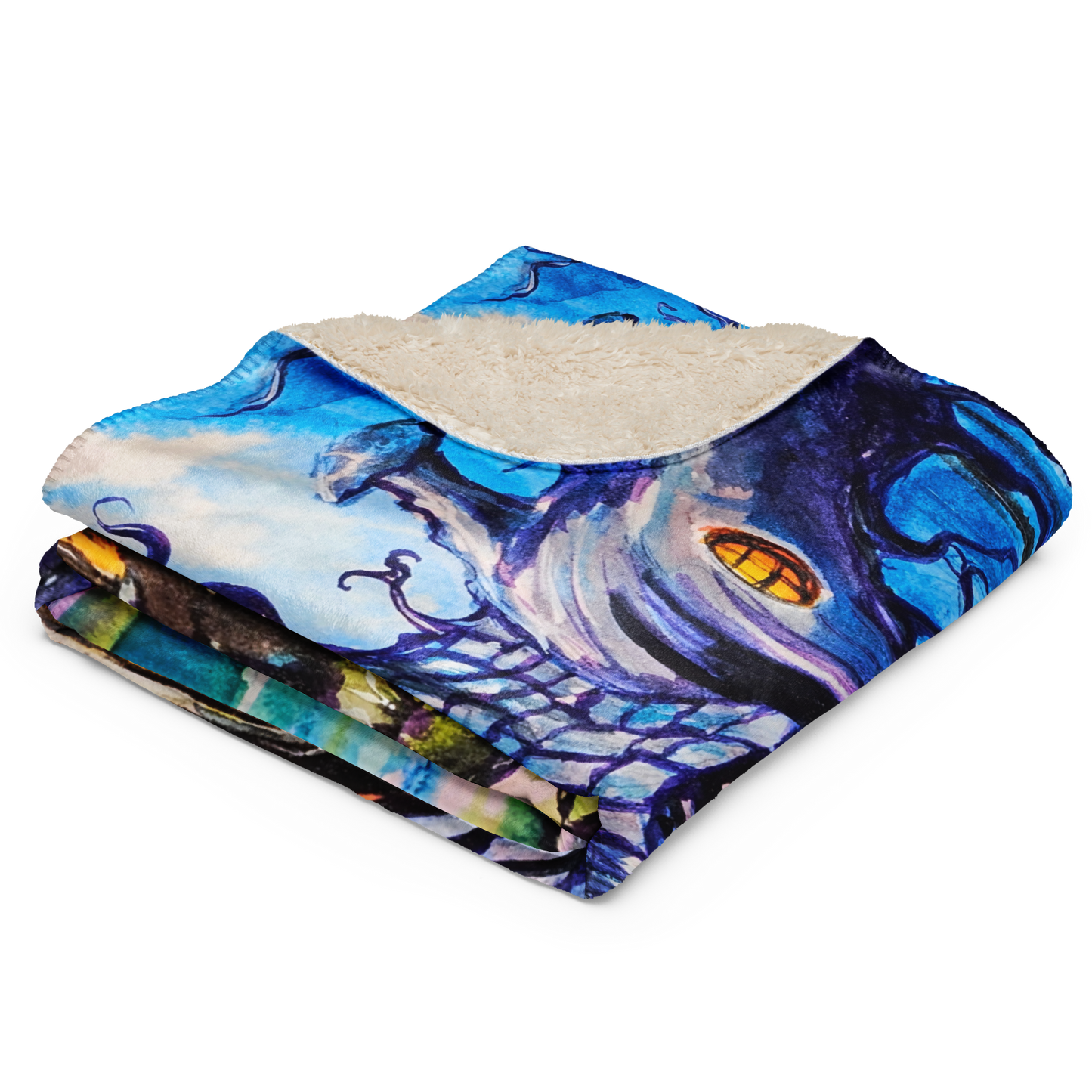 Sherpa blanket - Whimsical Blue - Premium Blanket from Paintedd - Just $75! Shop now at Paintedd