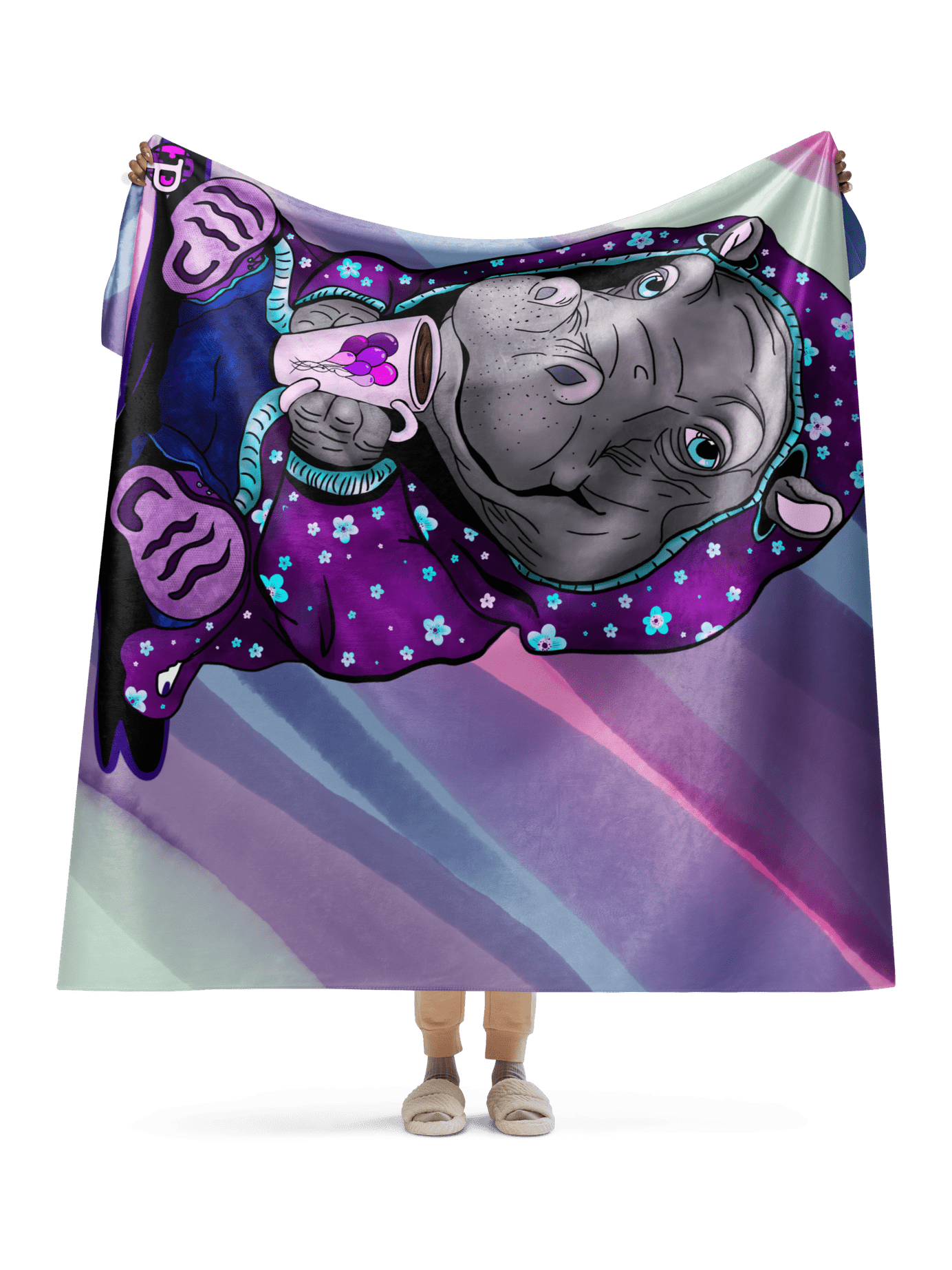 Sherpa blanket - Hippo Snuggles - Premium Blanket from Paintedd - Just $85! Shop now at Paintedd